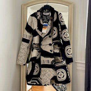 RRP€249 DESIGUAL ABRIG NATALIA Women EU 38 / M Patterned Textured Coat 19859